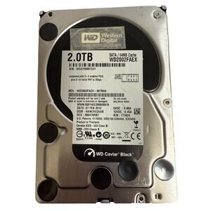 Western Digital 2TB SATA 3.5" HDD, WD2002FAEX, Caviar Black, 100% Healthy